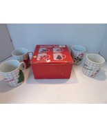 VTG 7 SHIBATA PORCELAIN COFFEE MUGS SEASONS HOLIDAY CANDY CANE POINTSETTA - $9.85