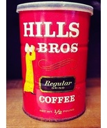 Hills Bros Hald Pound 1960s Coffee Tin with original plastic lid Solder ... - £7.96 GBP