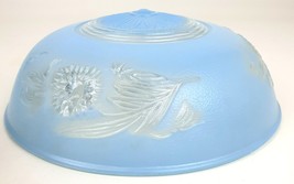 10&quot; Glass Ceiling Light Shade Blue/Clear Flower Accents Art Deco Texture... - £78.20 GBP