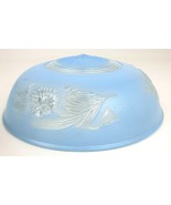 10&quot; Glass Ceiling Light Shade Blue/Clear Flower Accents Art Deco Texture... - £77.39 GBP