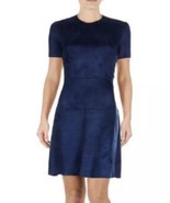 NWT Women&#39;s Catherine Malandrino S/S Blue Faux Suede Fit &amp; Flare Dress S... - $36.37