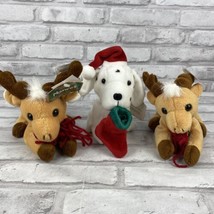 Dan Dee Bean Bag Friends Plush Christmas Lot of 3 Reindeer Dalmatian 1 Duplicate - £16.22 GBP