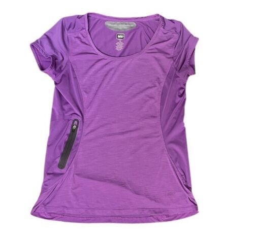 Primary image for REI Women’s Short Sleeve Purple Running Shirt with Zipper Pocket XS