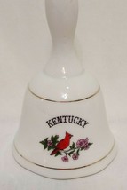 Kentucky Cardinal Bell Vintage 4&quot; White Ceramic Red Bird State Souvenir Flowers - £13.46 GBP