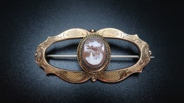 Antique Victorian Gold Over Sterling Silver Genuine Shell Cameo Brooch 4... - €71,38 EUR