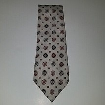 VTG Sears Men&#39;s Store Neck Tie 54.5&quot; Beige Brown Orange Flowers 4&quot; Wide - £11.81 GBP