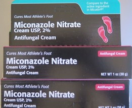 Two (2) Tubes 2% Miconazole Nitrate Antifungal Cream - 1 Ounce (30g) Each - £12.82 GBP