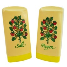 Vintage Salt &amp; Pepper Shakers Strawberries MCM Retro Plastic Cream Yellow FLAWED - £11.98 GBP