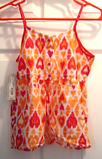 Primary image for Girls Summer Spaghetti Strap Orange Pink Hearts Size 10-12 Arizona Jean Co. NWT