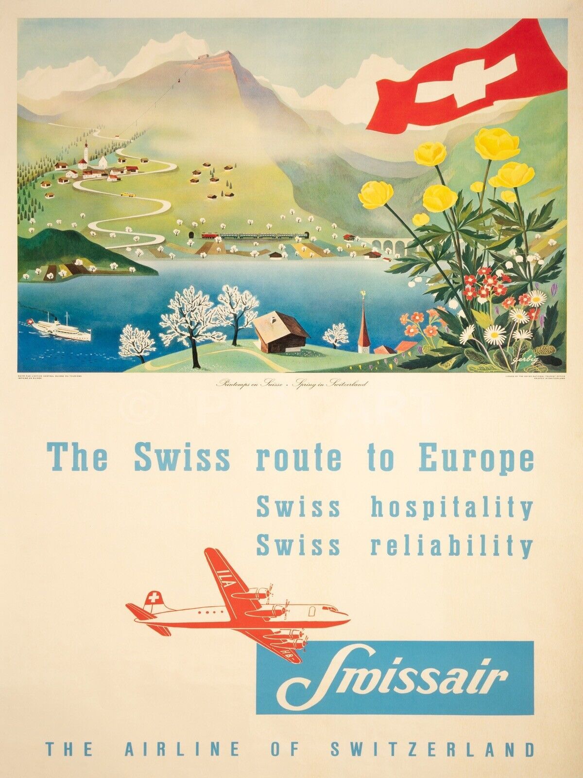 12808.Decoration Poster.Home wall.Room interior design.Aviation Swiss travel ad