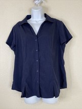 Cato Womens Size L Blue Button Up Shirt Short Sleeve Stretch - £5.67 GBP