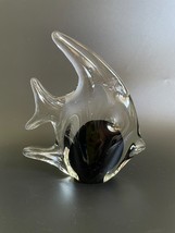 Murano Styled Art Glass Tropical Angel Fish Paperweight - Sculpture 7&quot; Tall - £35.41 GBP
