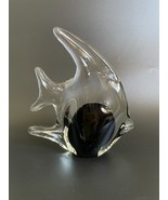 Murano Styled Art Glass Tropical Angel Fish Paperweight - Sculpture 7&quot; Tall - £35.44 GBP