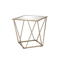 End Table, Mirrored &amp; Champagne Gold Finish - £138.07 GBP