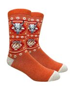 NOVELTY ORANGE ROUTE 66 LONGHORN BULL SKULL KNIT CREW TUBE SOCKS MID CAL... - $174.32 MXN