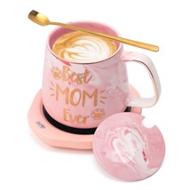 Coffee Mug Warmer &amp; Best Mom Ever Mug Set, Electric Cup Warmer For Desk Office H - £31.61 GBP