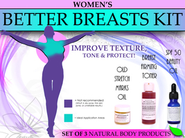 Natural Bikini Breasts Kit for Stretch Marks Sagging SPF 50 Moisturizer Set of 3 - £101.38 GBP