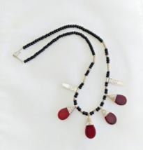 Tuareg Necklace Silver Agate Pendant African Tribal Ethnic Jewelry Niger Berber - $148.50