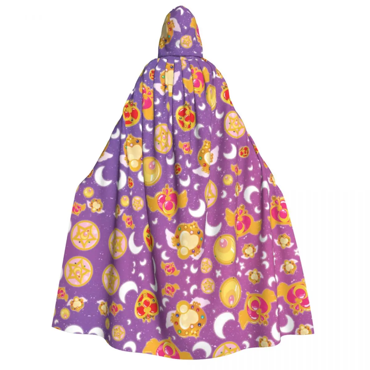 Moon Pattern Hooded Velvet Cloak Adult Witch Carnival  Cloaks Capes Robe Larp  V - £132.36 GBP