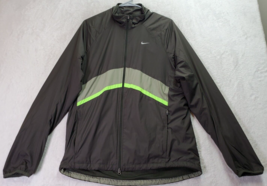 Nike Windbreaker Jacket Men Size Medium Green Polyester Mesh Lined Logo Full Zip - £17.21 GBP
