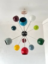 Rainbow Sputnik 12 Balls Chandelier- Rainbow Brass Chandelier- Mid Century Rainb - £364.13 GBP