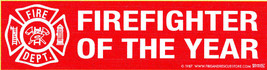 FIREFIGHTER OF THE YEAR -  Large Red Vinyl Firefighter  Decal -  3&quot; x 11... - $1.49