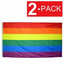 2-Pack Rainbow Flag 3&#39; X 5&#39; Gay Lesbian Pride Lgbt Polyester - £18.37 GBP
