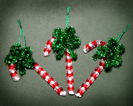 Handcrafted Beaded Candy Cane Christmas Ornaments - £7.16 GBP