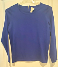 Chico&#39;s Women&#39;s 1 Med Long Sleeve Blue 1/4 Zip in Back Pullover Shirt Top - $24.65