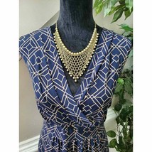 Susan Lawrence Women&#39;s Blue Polyester V-Neck Sleeveless Long Maxi Dress Size L - £24.41 GBP