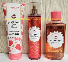 Bath And Body Works Raspberry Jam Donut Fragrance Mist Body Cream Shower Gel - £39.96 GBP