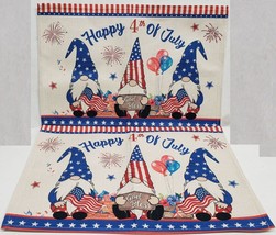Set Of 2 Same Fabric Printed Placemats(12&quot;x18&quot;)PATRIOTIC,USA Gnomes,Happy July 4 - £9.27 GBP