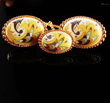 Hippie Cufflinks Paisley 60&#39;s Vintage Enamel jewelry Wedding gold dapper mens ac - £137.04 GBP