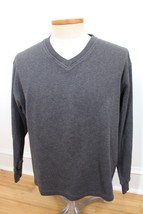 Vtg 90s J Crew L Charcoal Gray V-Neck Cotton Sweatshirt Sweater Top - £23.33 GBP