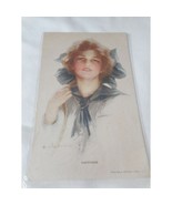 Vintage Postcard woman 1914 posted w/ stamp pretty lady Happiness - $6.00