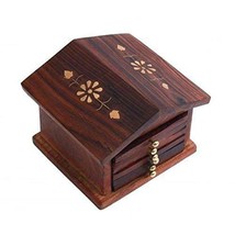 Wooden Hut Shaped Coaster Set with Engraved Flowers for Tea, Coffee, and Drink - £26.67 GBP