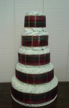  Christmas Themed Baby Shower Decor 5 Tier Red Green and Gold Diaper Cak... - £126.54 GBP