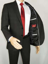 Men Suit BERLUSCONI Turkey Italian Wool 180's Single Breasted 623-01 Black Plaid image 6
