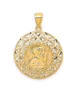 14k Gold Polished Angel D/C Medal Pendant K5690 - $8,032.18 MXN