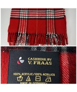 V Fraas Cashmink Unisex Scarf  Look Red Black Plaid Acrylic Tartan - £15.50 GBP