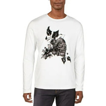 Mens Long Sleeve T Shirt Skull Floral Graphic White Size Medium INC $39 ... - $8.99
