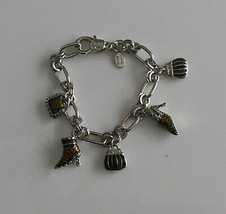 Cookie Lee Silver Tone Enamel Shoes/Handbag Charm Bracelet 7.5&quot; - £7.44 GBP