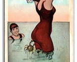 Comic Risqué Jack Is Not the One Pinching Bathing Beauty WB Postcard L19 - $6.88