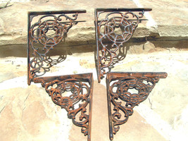 4 Cast Iron Brackets Wall Shelf Island Architectural corbels braces bz - £95.78 GBP