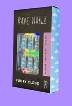 Rave Nailz, Fluffy Cloud Nailz, Silky Matte Stiletto Nails,White/Blue NIB - $24.74