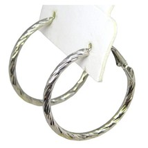 Vintage Style Hoops Earrings Textured Silver Tone Hinged Fashion Style 1… - $8.42