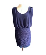 Laundry by Shelli Segal lace embroidered dress Navy Lace w/Chiffon Capel... - $41.73