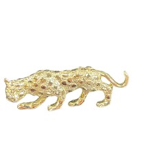 Vintage Gerry&#39;s Silvertone Leopard Cat Pin 2 1/4 in Long, Marked - £10.97 GBP