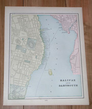 1898 Antique City Map Of Halifax Dartmouth Nova Scotia Verso Quebec City Canada - £21.99 GBP