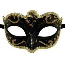 Black Gold Small Child Teen Ornate Masquerade Mardi Gras Costume Mask Prom Dance - £8.67 GBP